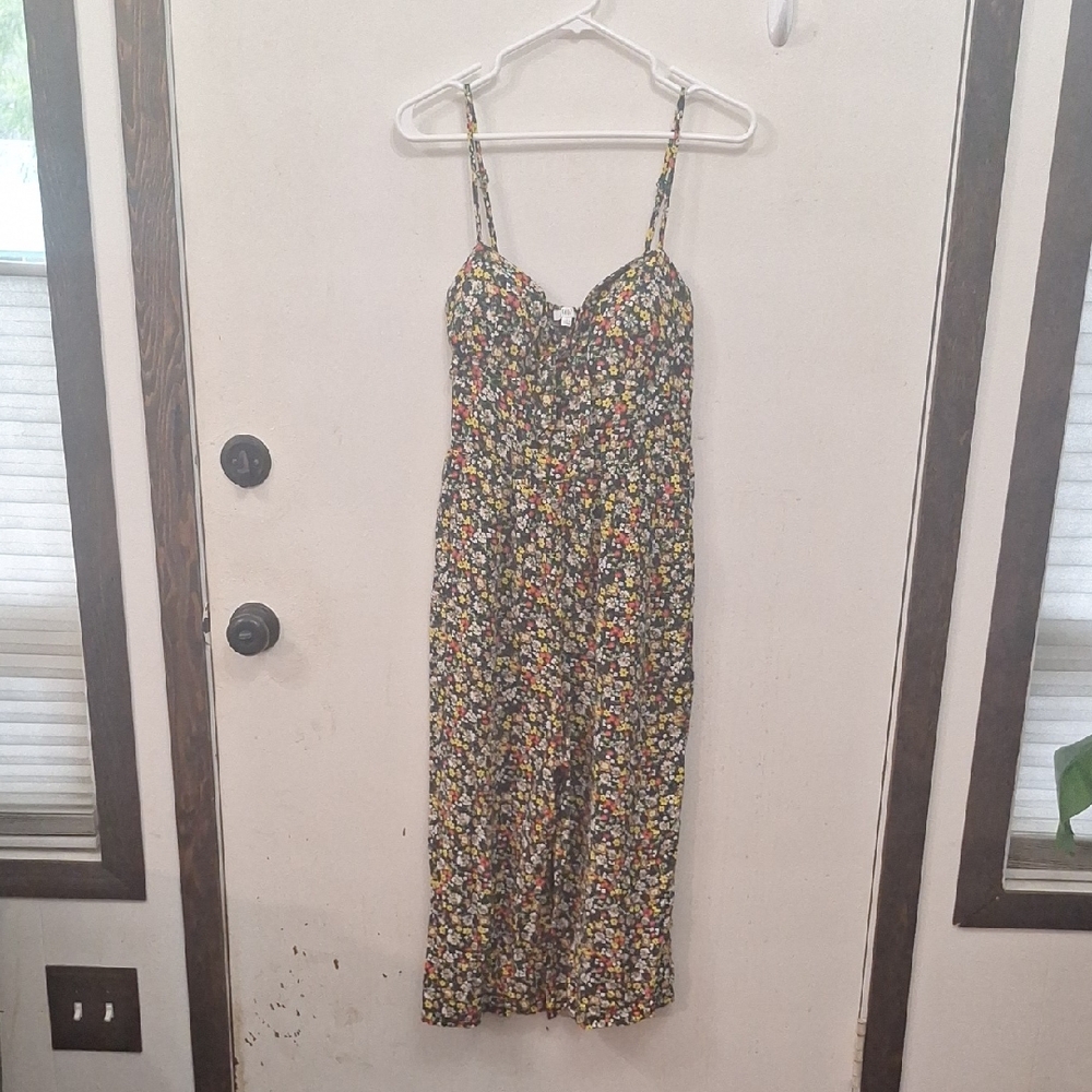 AUW Floral Bustier Jumpsuit with Yellow & Red Flowers